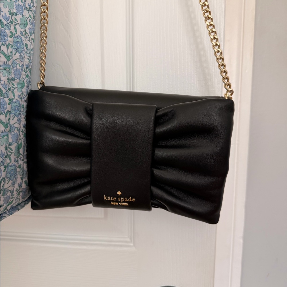 Kate Spade Black Clutch with Gold Chain